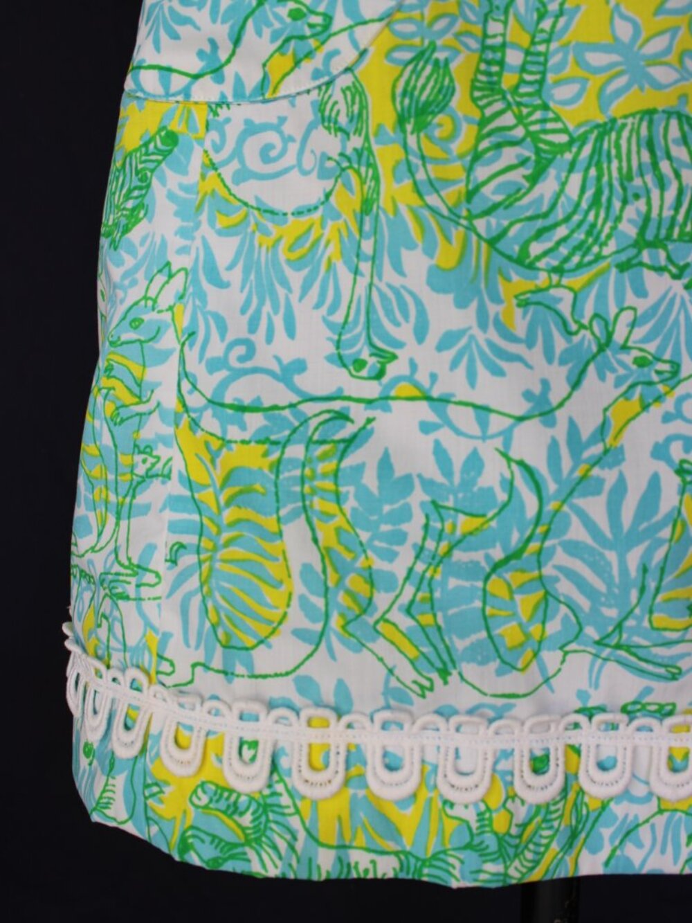 The Lilly Pulitzer vintage jungle Animal mod 60s dress Jackie O crochet lace M - Picture 9 of 10